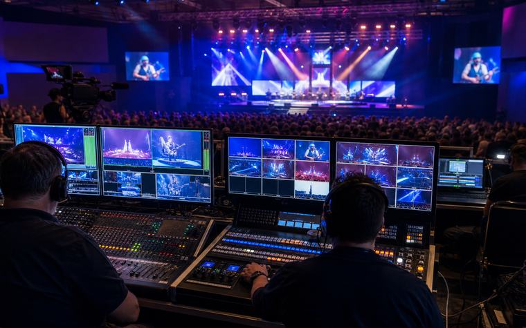 Régie vidéo multi-caméras pendant un concert
